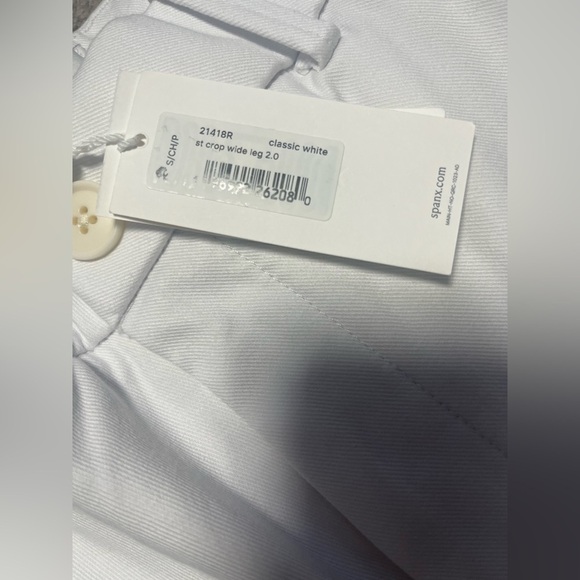 NEW SPANX Stretch Twill Cropped Wide Leg Pant White Size Small - Picture 9 of 10